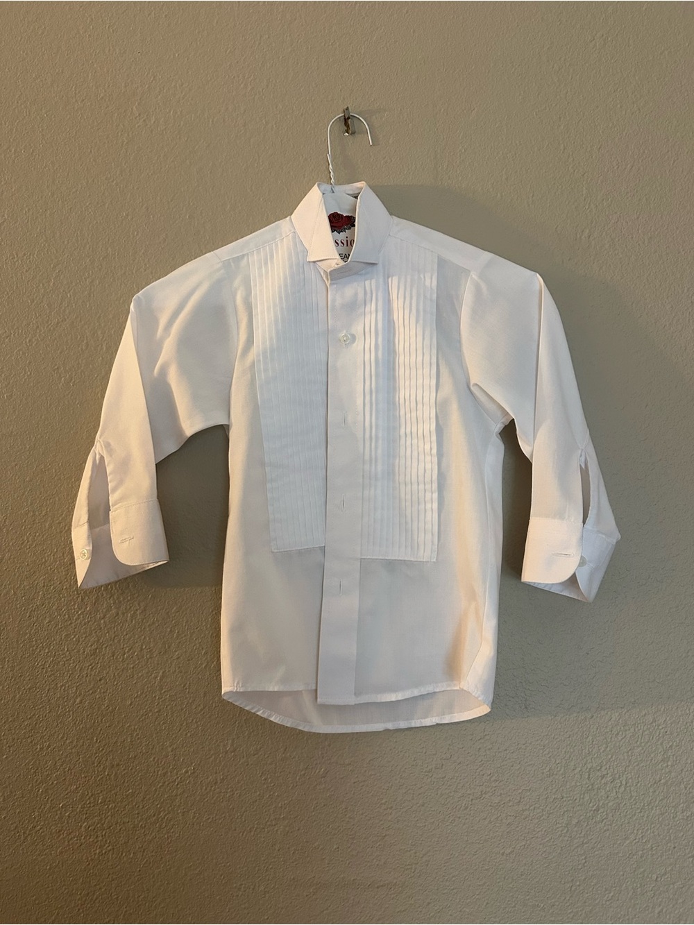 Boy’s White Pleated Front Dress Shirt